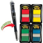 PostIt Flags 680RYBGVA Value Pack With Flag Pen 25X43mm Primary Colours