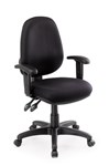 Delta Plus Chair High Back With Slide Seat 3 Lever With Arms Black Fabric