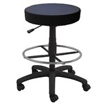 Stool Drafting Height 400mm Round Seat 5 Star Base On Castors Black Pu Leather