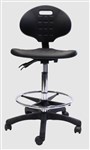 Lab Stool Drafting Black Polyurethane Seat And Back Chrome Foot Ring
