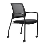Urbin Stackable Chair 4 Leg Mesh Back Black Fabric Castors