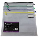 Protext Mesh Pouch With Zipper And Note Card Holder A3 Clear