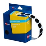 Avery Circle Dispenser Labels Removable 14mm Diameter Pk 1050 Black