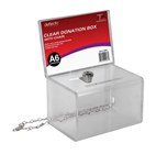 Deflecto Ballot  Donation Box Clear 596901 CW Lock 165mm X 110mm X 205mm