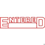 Shiny Stamp Entered Outline With Date Red