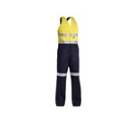 Bisley Overalls Cotton 310gsm Action Back 3M Tape HiVis YellowNavy BAB0359T