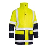 Bisley Rain Jacket 5 in 1 Poly PU Coated 3M Tape HiVis YellowNavy 