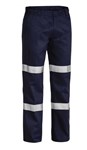 Pants Work Navy Cotton Drill 310gsm 3M Tape Bisley