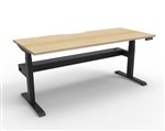 Boost  1P Sit Stand Desk 1200x750mm Nat Oak Top Black Frame Cable Tray