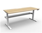 Boost  1P Sit Stand Desk 1500x750mm Nat Oak Top White Frame Cable Tray