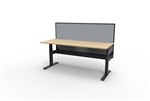 Boost  1P Sit Stand Desk 1500x750mm Nat Oak Top Black Frame Gry Scrn Cable Tray