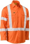 Shirt LS Cotton Drill Vent 3M Tape XBack Hi Vis Orange