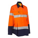 Bisley BLM6456T Womens HiVis Taped Maternity Cotton Drill Shirt 190gsm OrangeNavy 
