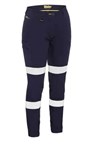 Bisley Pants Womens Cargo Navy Stretch Cotton Drill 280gsm Cuffed BPL6028T