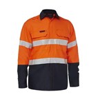 Bisley Shirt Apex 160 Taped HiVis FR 160gsm BS8338T OrangeNavy
