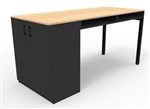 MeetUp Standing Table H1020x D900x W2100mm Space Euro Oak Charcoal ONLY AVAILABLE IN WA
