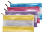 Stat Pencil Case Fashion PVC Mesh Zip 228 X 114mm Assorted Colours