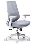Voka Task Chair White Frame Grey Fabric Adjustable Arms
