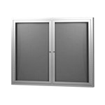 Visionchart Noticecase 2 Door 1215x915mm Grey Felt Silver Finish BNHDC1290SL