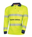 Traffic Control Poly Cotton Polo Shirt LS HiVis Reflective Tape 