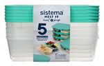 Sistema Nest It Meal Prep Food Container 19L 5 Pack Clear