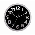 Carven Wall Clock Round 330mm Silver Rim Black