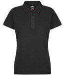 Ladies Polo Black Claremont 200gsm CottonElastane Pique Knit