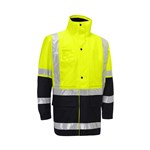 Akurra HiVis 4 In 1 Poly Pu Coated Taped Rain Jacket Biomotion Hi Vis YellowNavy