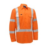 Akurra HiVis Long Sleeve XBack Taped Rail Shirt 145gsm Orange