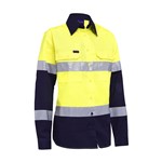 Akurra Womens HiVis Long Sleeve Taped Shirt 185gsm Biomotion YellowNavy