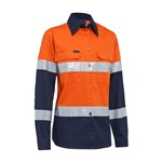 Akurra Womens HiVis Long Sleeve Taped Shirt 185gsm Biomotion OrangeNavy