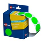 Avery Circle Dispenser Labels Removable 24mm Diameter Pk 350 Fluoro Green