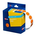 Avery Circle Dispenser Labels Removable 14mm Diameter Pk 1050 Orange