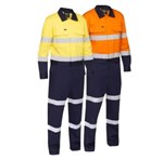 Bisley Coverall Hi Vis Cotton Drill 240gsm Tape Waist Zip BC6066T