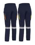 Bisley Pant Womens Cargo 200gm PolyCott Stretch Vented Taped Navy BPCL6150T