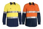 Bisley Shirt LS Cotton Drill Cool Vent 3M Tape Hi Vis BS6696T