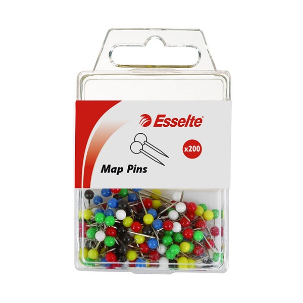Esselte Pins Map Pack 200 Asst