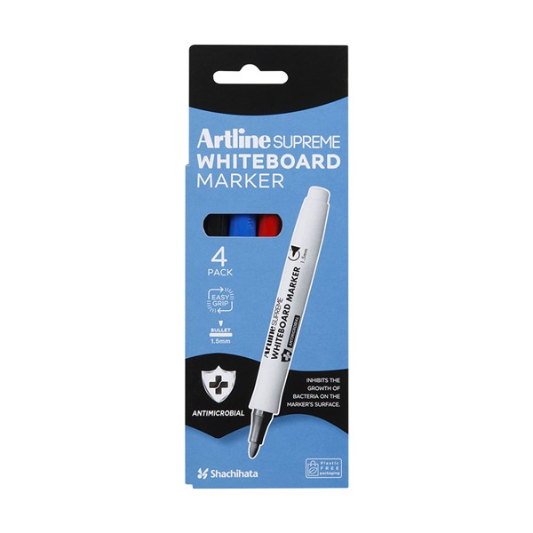 Artline Supreme Marker Whiteboard Bullet Point 1.5mm Assorted Pack 4